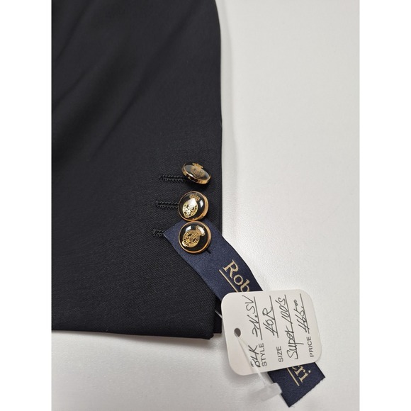 Roberto Zanieri Blazer Mens 40R Black Super 100s Wool Gold Buttons Italy NWT - Picture 2 of 11